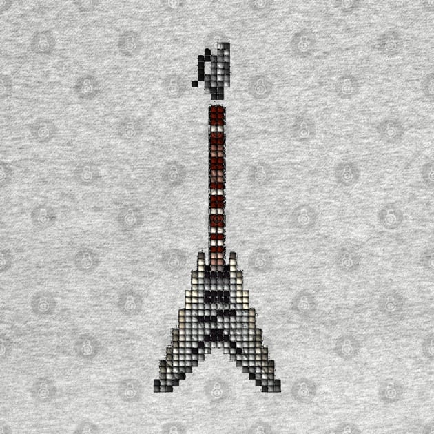 Tiled Pixel Silver King Flying V Guitar Upright by gkillerb